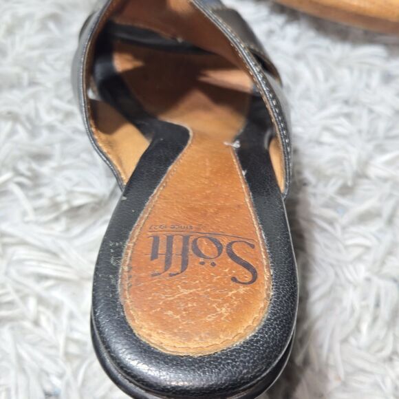Soft Womens Size 8.5 Leather Open Toe Comfortable Slip on Heels Winter Discount - Picture 11 of 11